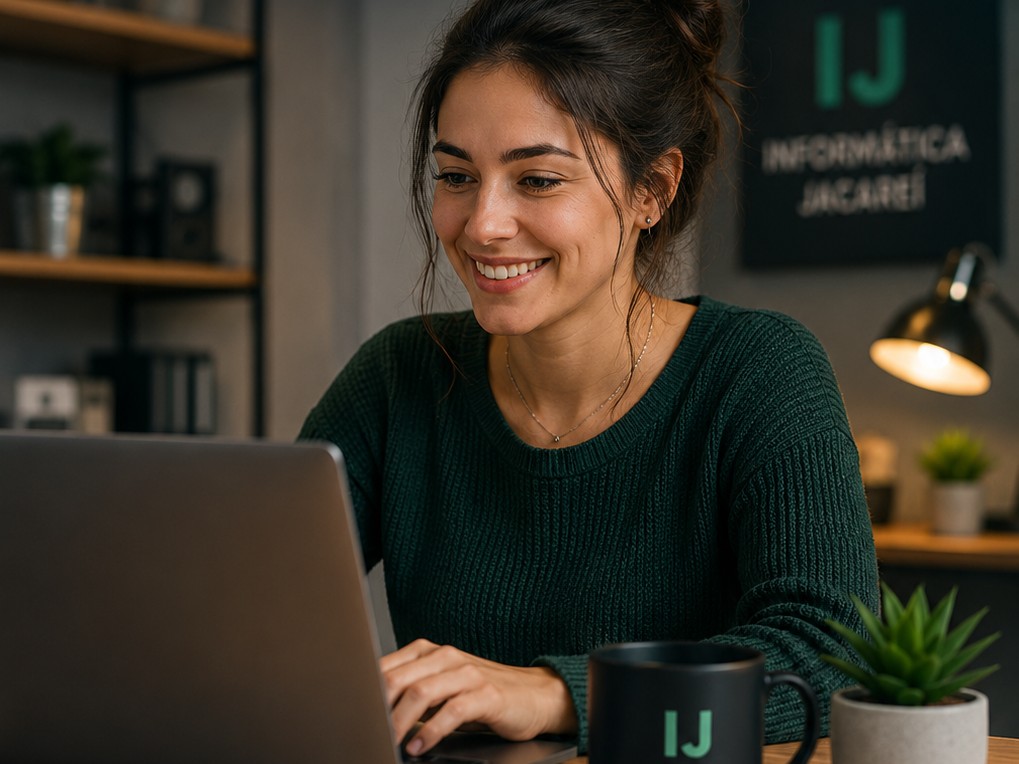 Jovem aprendendo tecnologia com um notebook
